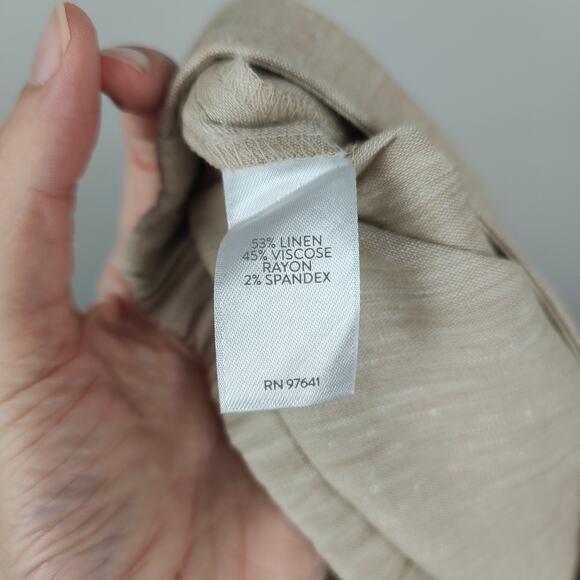 J Jill Linen Stretch Pants Womens Small Beige Ankle Pull On Beachy Preppy - Picture 6 of 8